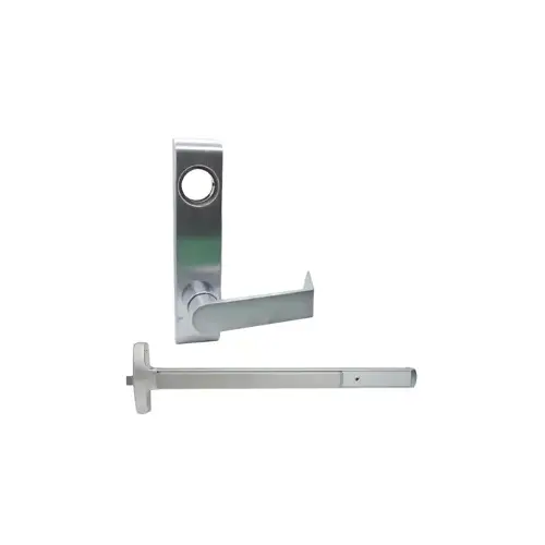 Falcon Lock 24R-L-DAN-US26D-48-RHR KIT - Narrow Stile Rim Exit Device, Escutcheon x Dane Lever Trim 712L, 48", Hex Dogging, RHR Right Hand Reverse/Reversible Handing, 299 Strike, Grade 1, US26D/626 Satin Chrome
