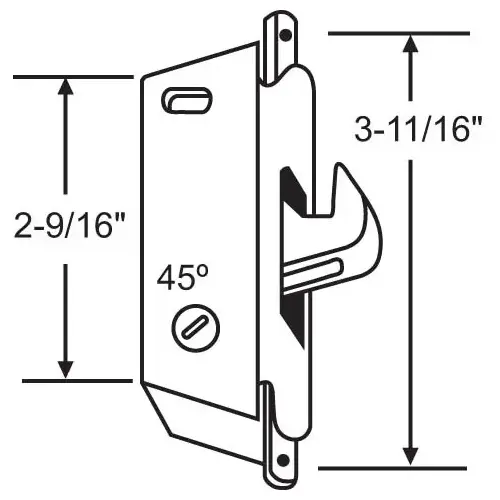 Brixwell 16-171 Mortise Lock Round 45-Degree With Hook Out pdh 21