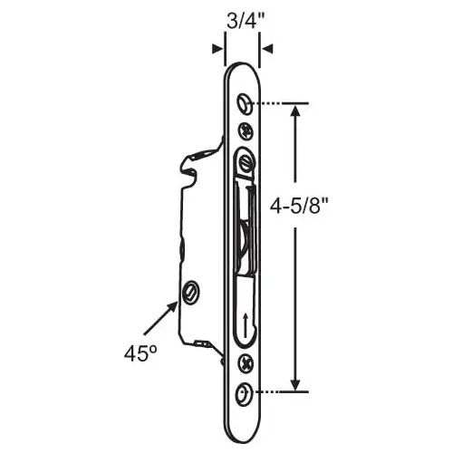 Brixwell 16-363-45ss Mortise Lock Stainless Steel 45-Degree Latch assembly With Faceplate