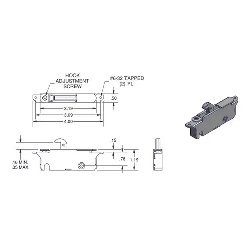 Brixwell 16-397 Mortise Lock Clear Chromate 45-Degree Round extended Reach