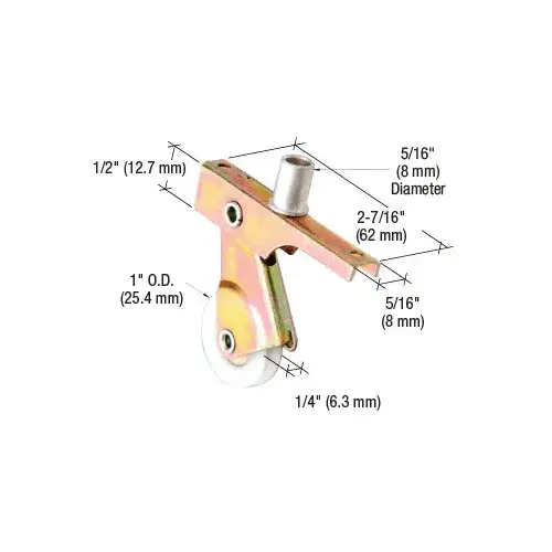CRL B701 1" Nylon Center Groove Sliding Screen Door Roller With Top Adjustment Screw for Bay-Mill Doors