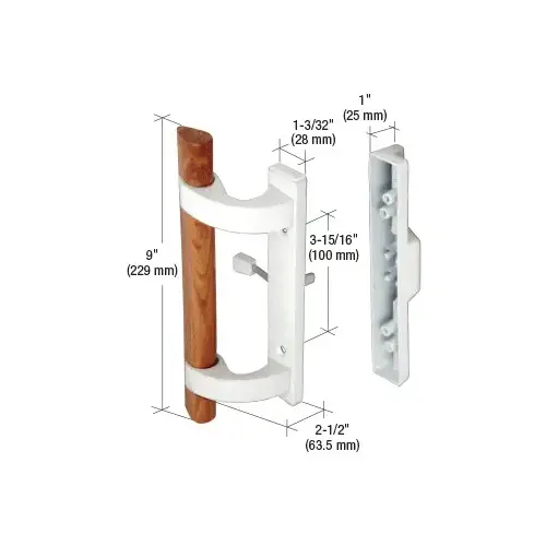 CRL C1128 Wood/White Mortise - Style Handle 3-15/16" Screw Holes