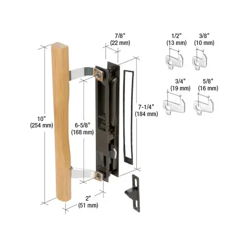 CRL C1130 Wood/Black Flush Mount Handle Set 6-5/8" Screw Holes for Croft Doors