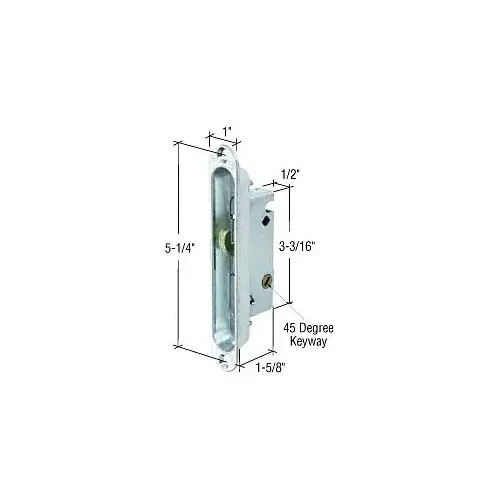 CRL E2189 1" Wide Mortise Lock and Plate with 45 Degree Keyway