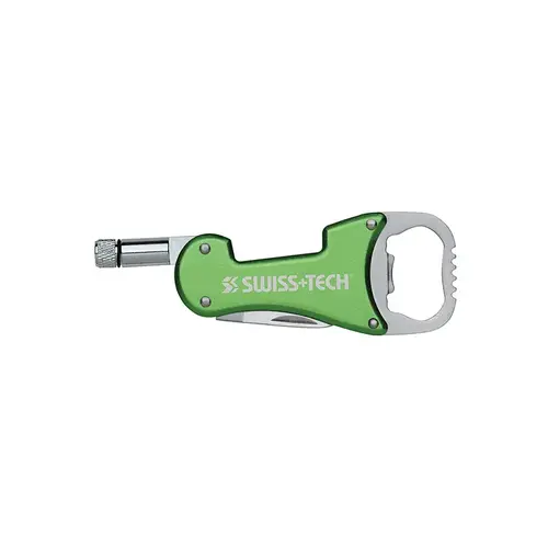 FHC ST60319 Bottle Opener Multi-Tool With Knife And Led Flashlight - 3-In-1 - Green