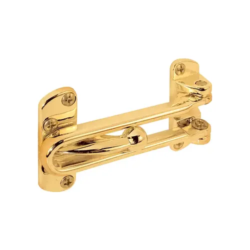 FHC U9897 Swing Bar Lock For Hinged Swing-In Doors - 3-7/8" Bar Length - Diecast Zinc Construction With A Brass Finish (Single Pack)