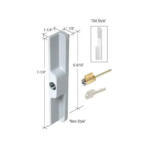 Prime-Line C1254 White Sliding Glass Outside Pull with Cylinder