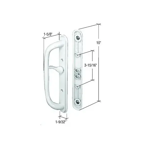 Prime-Line C1288 White 10" Non-Keyed Mortise - Style Handle 3-15/16" Screw Holes