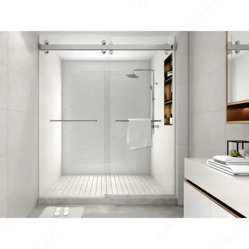 Riveo RGSD73EMBP170 Galaxie Pro Bypass Sliding Door Set Brushed Nickel