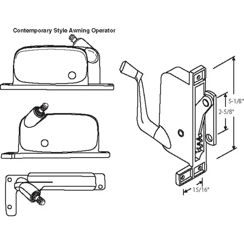 Brixwell 41-264p D Awning Operator Mill contemporary Style awO-018-LH-Ml straight Link Arm