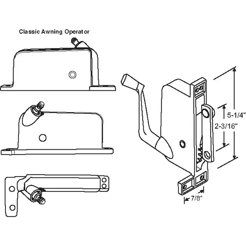 Brixwell 41-270p hd-XCP3 Awning Operator Mill classic Style awO-017-LH-Ml straight Link Arm - pack of 3