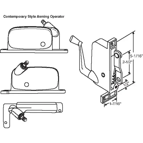 Brixwell 41-455p D-XCP3 Awning Operator Mill contemporary Style awO-022-LH-Ml offset Link Arm - pack of 3