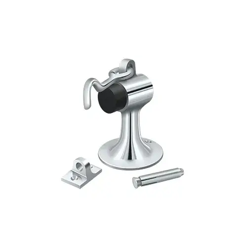 Deltana DSF444U26 Cement Floor Mount Bumper w/ Holder, Solid Brass in Polished Chrome