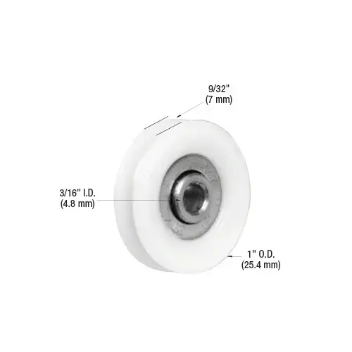Prime-Line B707 1" Nylon Ball Bearing Sliding Screen Door Replacement Roller with 3/16" Center Hole - pack of 2