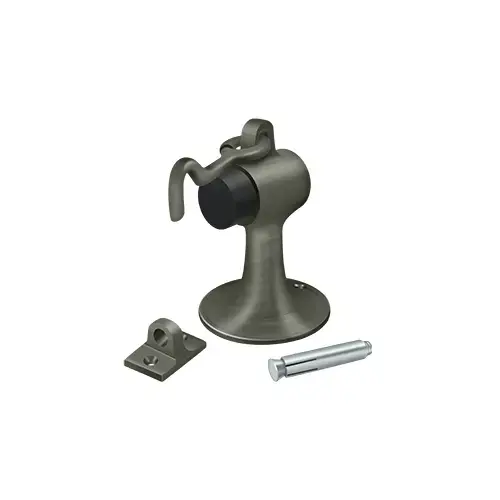 Deltana DSF444U15A Cement Floor Mount Bumper w/ Holder, Solid Brass in Antique Nickel