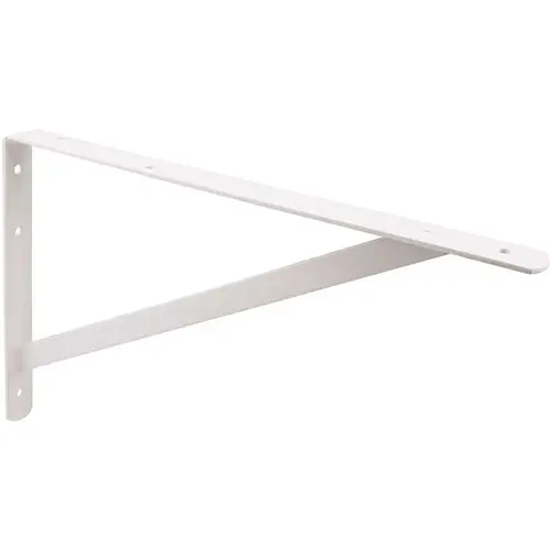 Prime-Line MP11294 Shelf Bracket, 3/16 in. x 16 in. x 10 in., Heavy-Duty Steel, White Enamel Finish