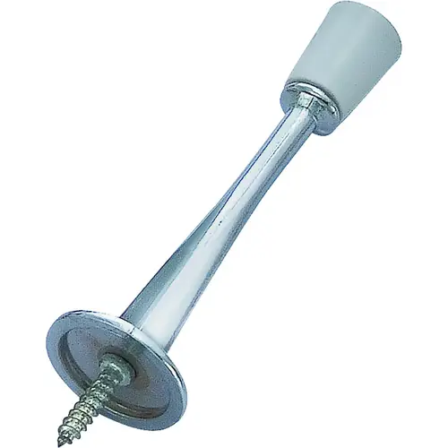 ProSource H20-Z022-PS Heavy-Duty Rigid Door Stop, 3-1/8 in Dia Base, 3-1/8 in Projection, Die-Cast Zinc & Plastic Chrome