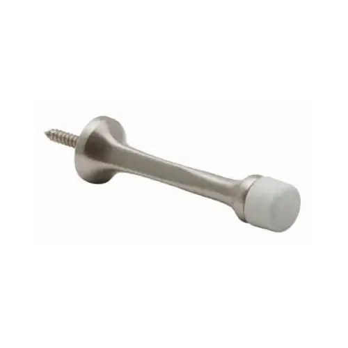 Schlage SPS61MB-619 Door Stop 8" W X 2-3/16" L Solid Brass Satin Nickel Brown Mounts to door and wall Satin Nickel