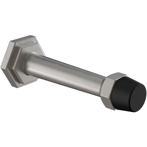 National Hardware N830-531 Door Stop Powell 5/8" W X 3-19/32" L Zinc Satin Nickel Silver Mounts to door Satin Nickel