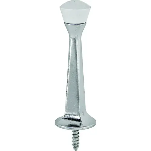 ProSource CL-208C-CH-PS Heavy-Duty Rigid Door Stop, 1 in Dia Base, 3 in Projection, Die-Cast Zinc & Plastic, Chrome