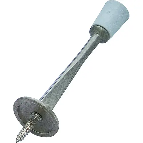 ProSource H20-Z023-PS Heavy-Duty Rigid Door Stop, 3-1/8 in Dia Base, 3-1/8 in Projection, Die-Cast Zinc & Plastic Satin Nickel