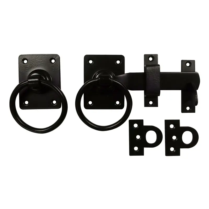 Black Craftsman Style Ring Gate Latch