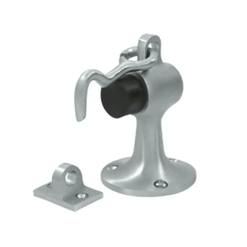Door Stop with Hook & Eye, 3"Brushed Chrome