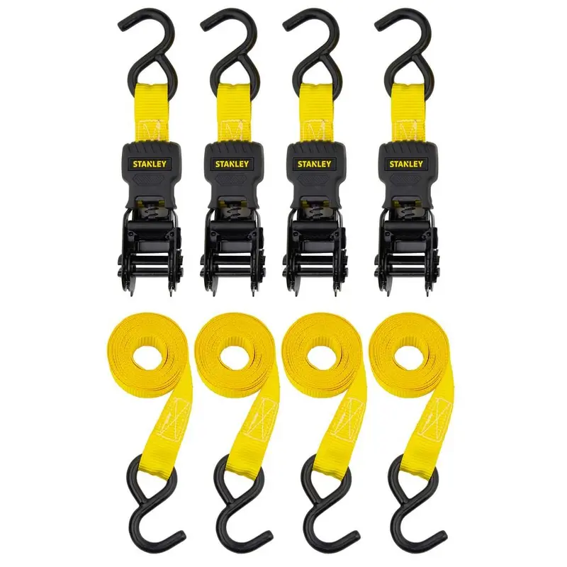 1 in. x 12 ft. x 1500# Ratchet Straps (4 Pack)