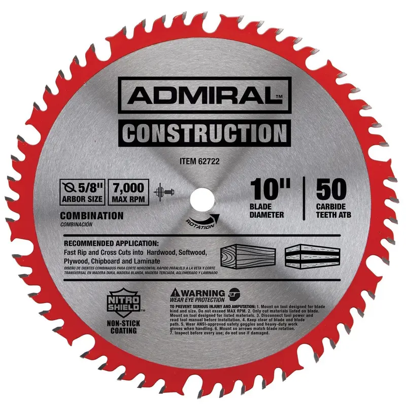 10 in. 50T Combination Circular Saw Blade with Nitro Shield Coating