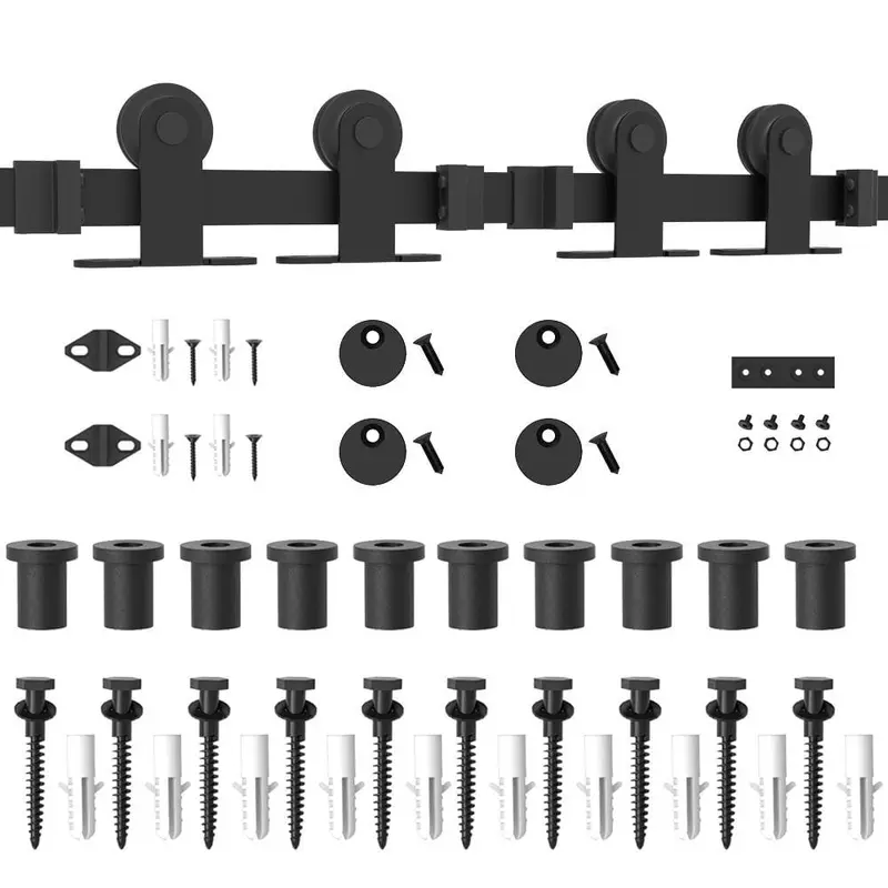 13 ft./156 in. Top Mount Sliding Barn Door Hardware Track Kit for Double Doors with Non-Routed Floor Guide