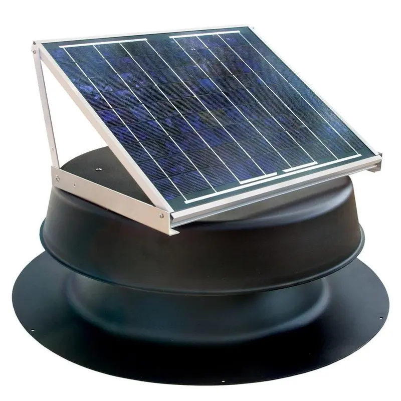 1339 CFM Black Aluminum Solar Powered Attic Fan with Adjustable Solar Panels1339 / Black / 25