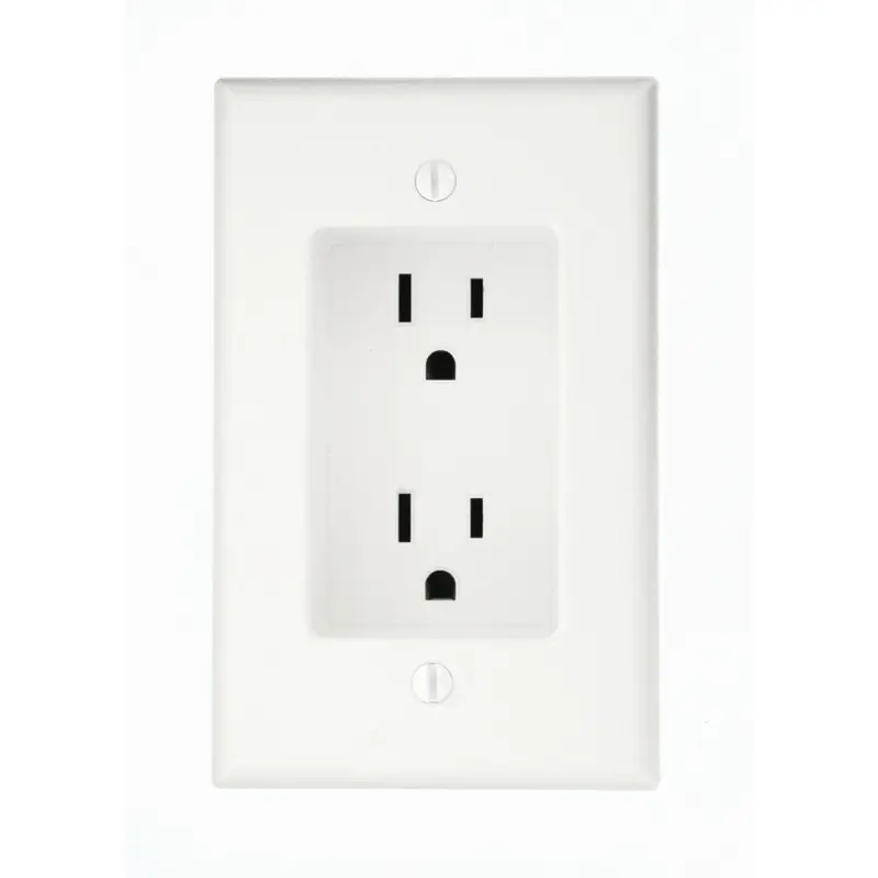 15 Amp 1-Gang Recessed Duplex Power Outlet, WhiteLight Almond / 0.257 / 1