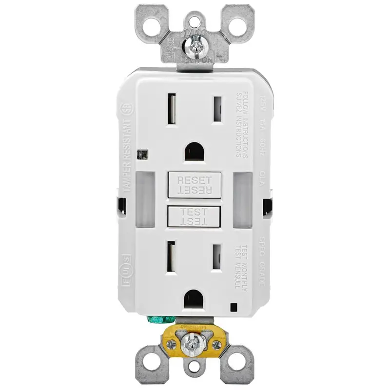 15 Amp Self-Test SmartlockPro Combo Duplex Guide Light and Tamper Resistant GFCI Outlet, WhiteLight Almond / .3 / 1