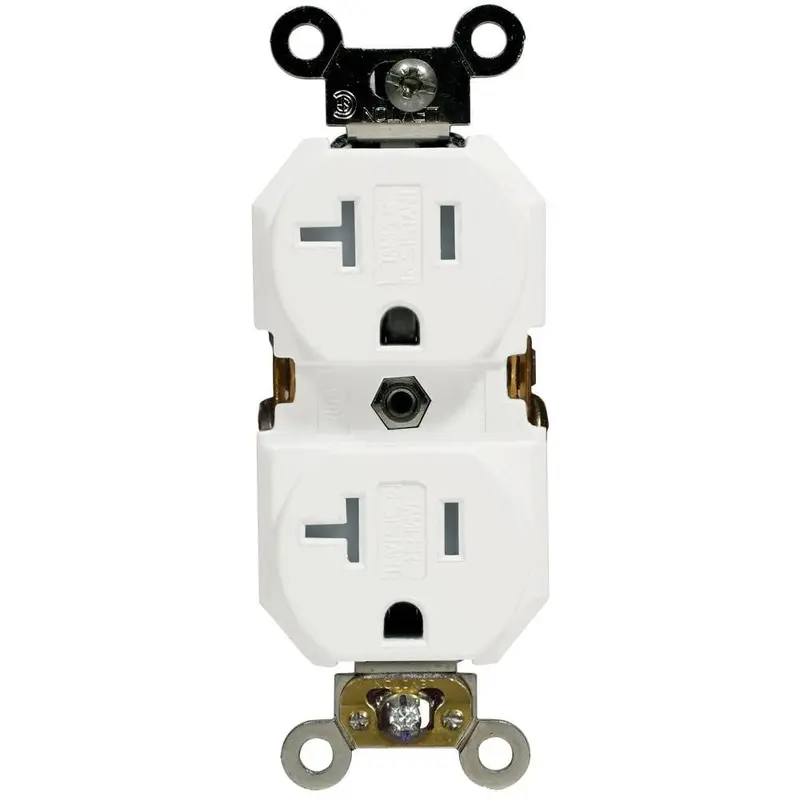 20 Amp Industrial Grade Weather/Tamper Resistant Self Grounding Duplex Outlet, WhiteYellow / 0.263 / 1