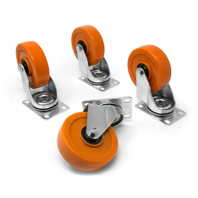 4 in. 285 lbs. Capacity Polyurethane Double Ball-Bearing Swivel Plate Caster (4-Pack)