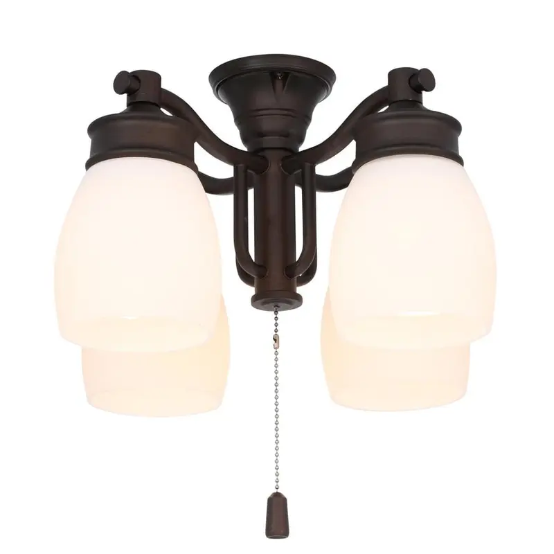 4-Light Maiden Bronze Ceiling Fan Fixture with Cased White GlassMaiden Bronze