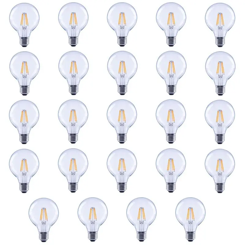 40-Watt Equivalent G25 Globe Vanity Clear Glass Vintage Edison Filament Dimmable LED Light Bulb Soft White (24-Pack)Soft White