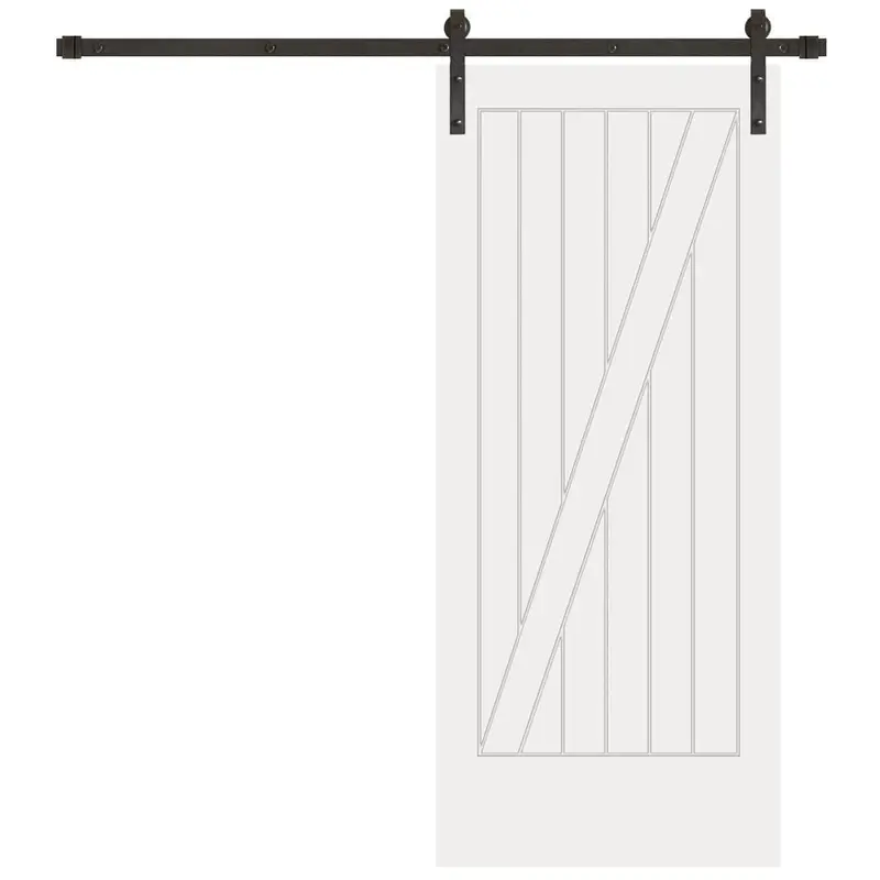 42 in. x 84 in. Cottage One Panel Z-Plank Unf Prime Solid Pine Wood Interior Sliding Barn Door with Bronze HardwareWhite prime / 42 x 84 / Bronze