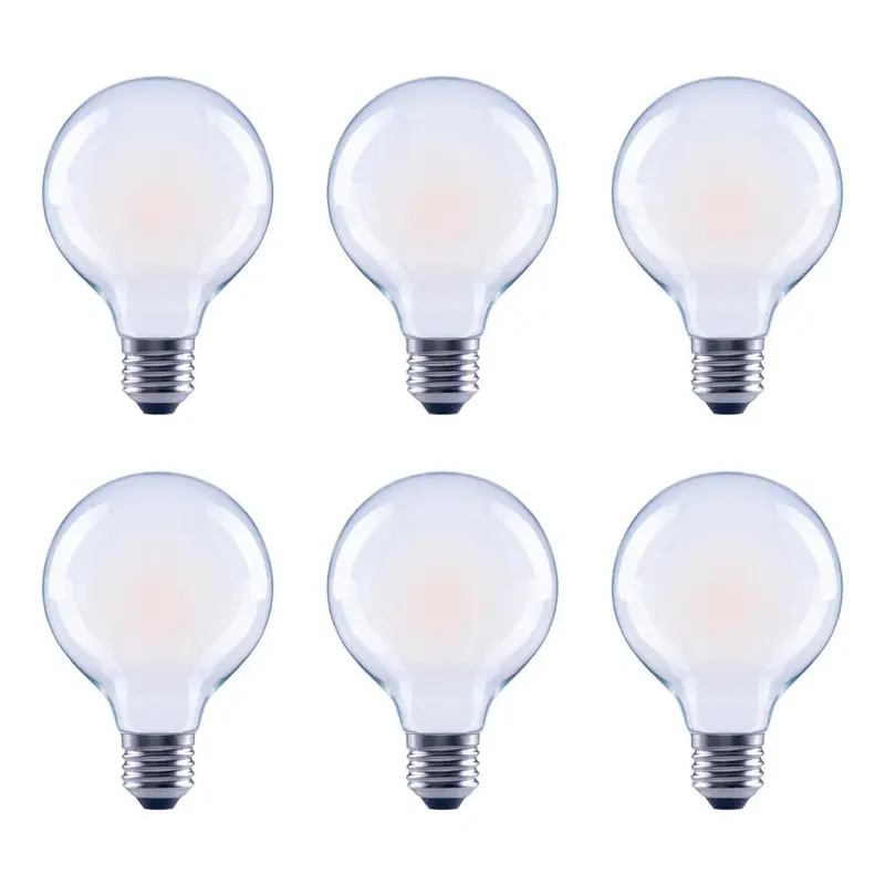 60-Watt Equivalent G25 Globe Vanity Frosted Glass Vintage Edison Filament Dimmable LED Light Bulb Soft White (6-Pack)Soft White