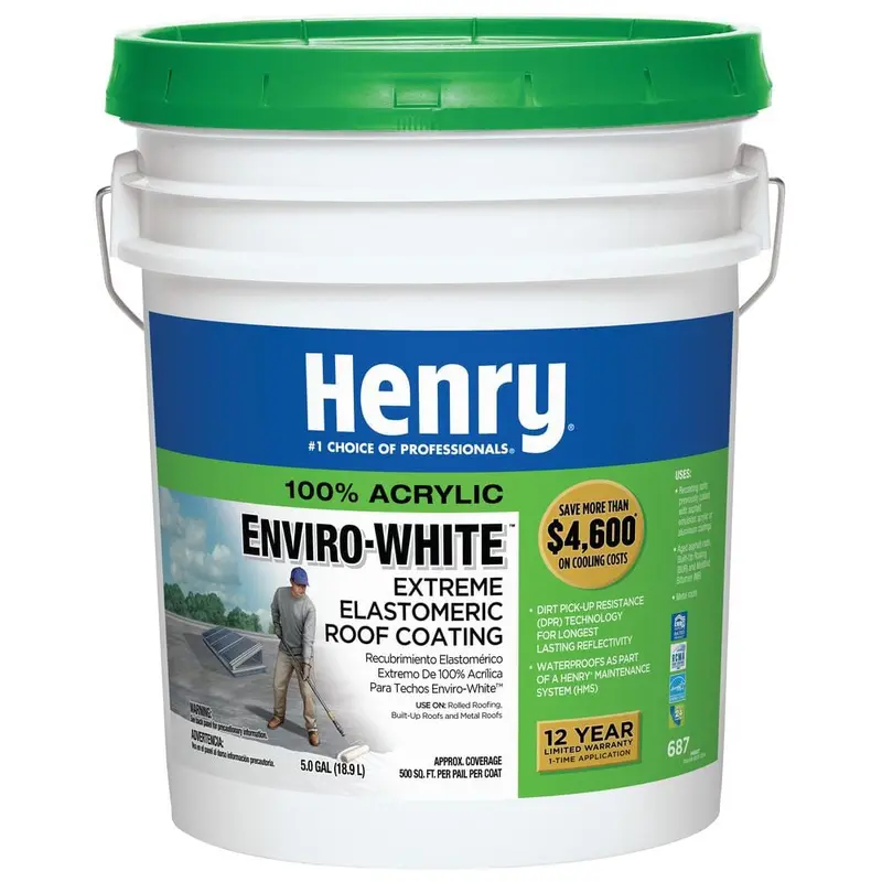 687 EnviroWhite 100% Acrylic Reflective Elastomeric Roof Coating w/ Dirt PickUp Resistance Technology (24-Piece)1 / 4.75 Gallons