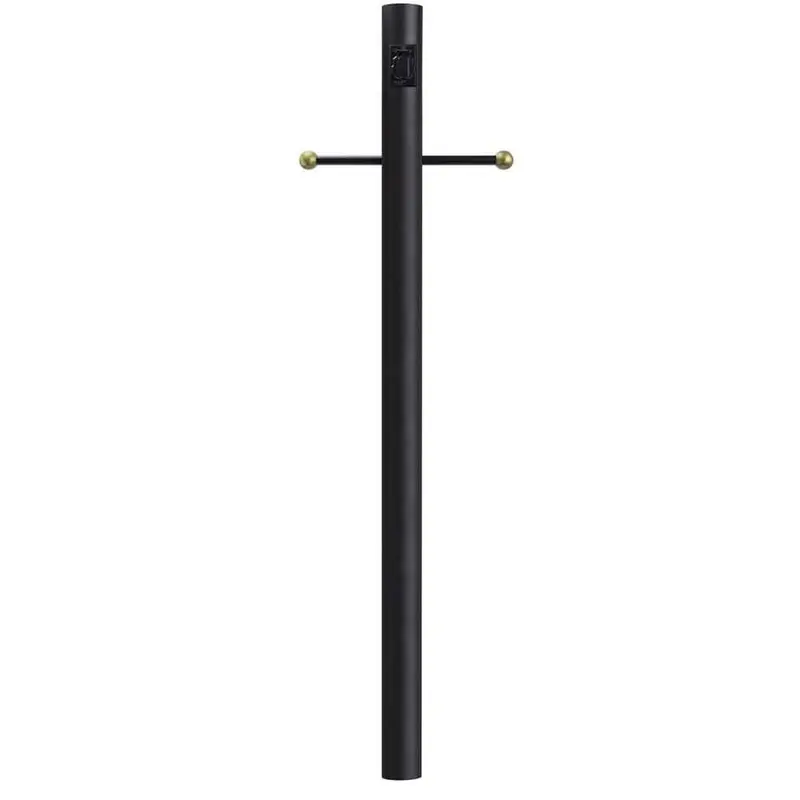 7 ft. Black Outdoor Direct Burial Lamp Post with Cross Arm and Grounded Convenience Outlet fits 3 in. Post Top Fixtures7 / each