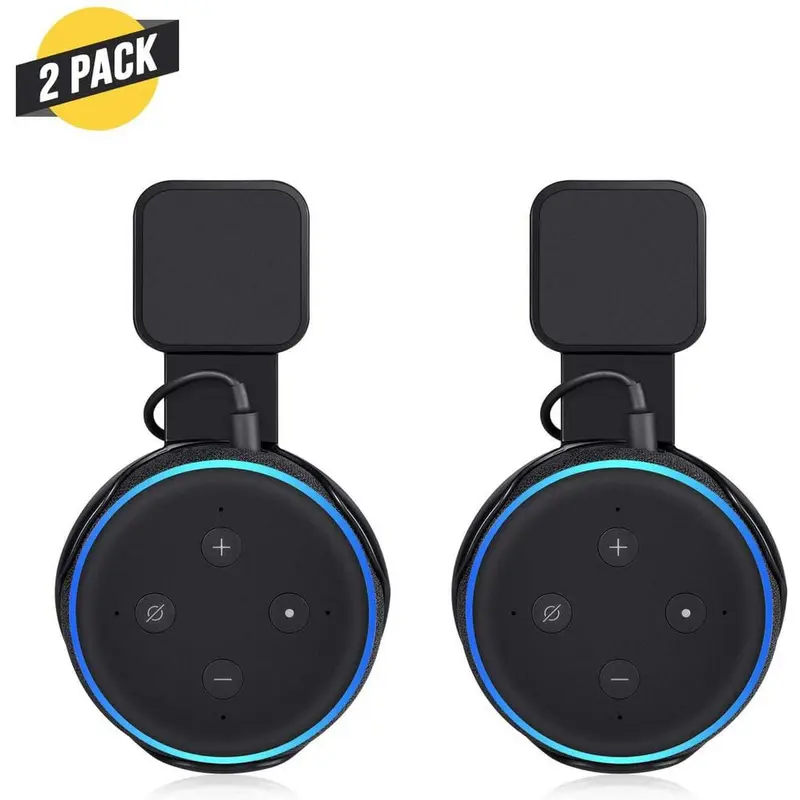 AC Outlet Wall Mount Compatible with Echo Dot (3rd Gen) - Flexible Mounting for Your Alexa Smart Speaker (2-Pack, Black)0.35 / box