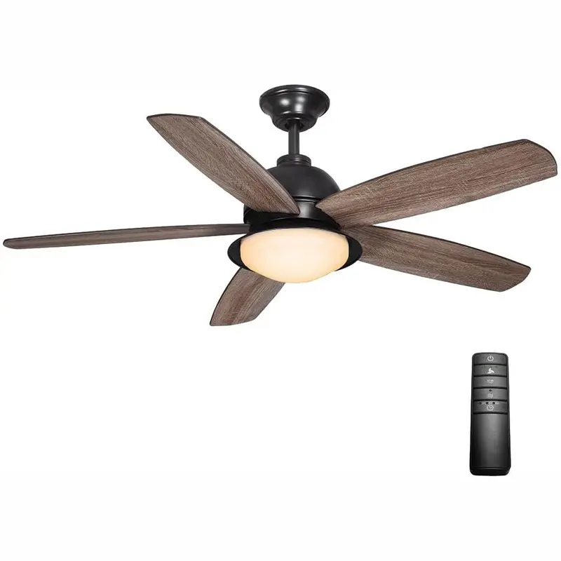 Ackerly 52 in. Integrated LED Indoor/Outdoor Natural Iron Ceiling Fan with Light Kit and Remote ControlBrushed Nickel