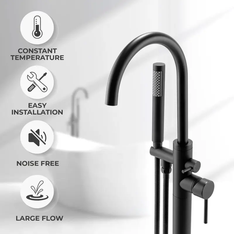 AKDY 46-in Black 2-Handle Residential Freestanding Bathtub Faucet with Hand Shower