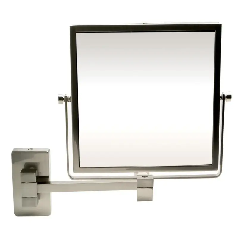 ALFI brand 8-in x 8-in Brushed Brass Double-Sided Magnifying Wall-Mounted Vanity Mirror