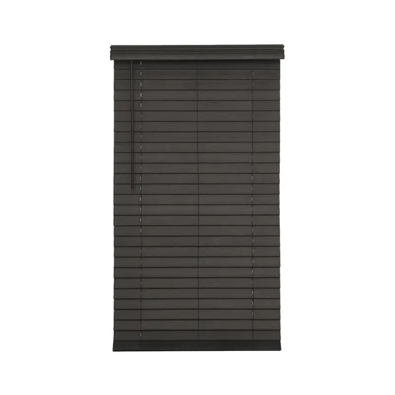 allen   roth 2.5-in Slat Width 46.75-in x 72-in Cordless Walnut Faux Wood Room Darkening Faux Wood Blinds