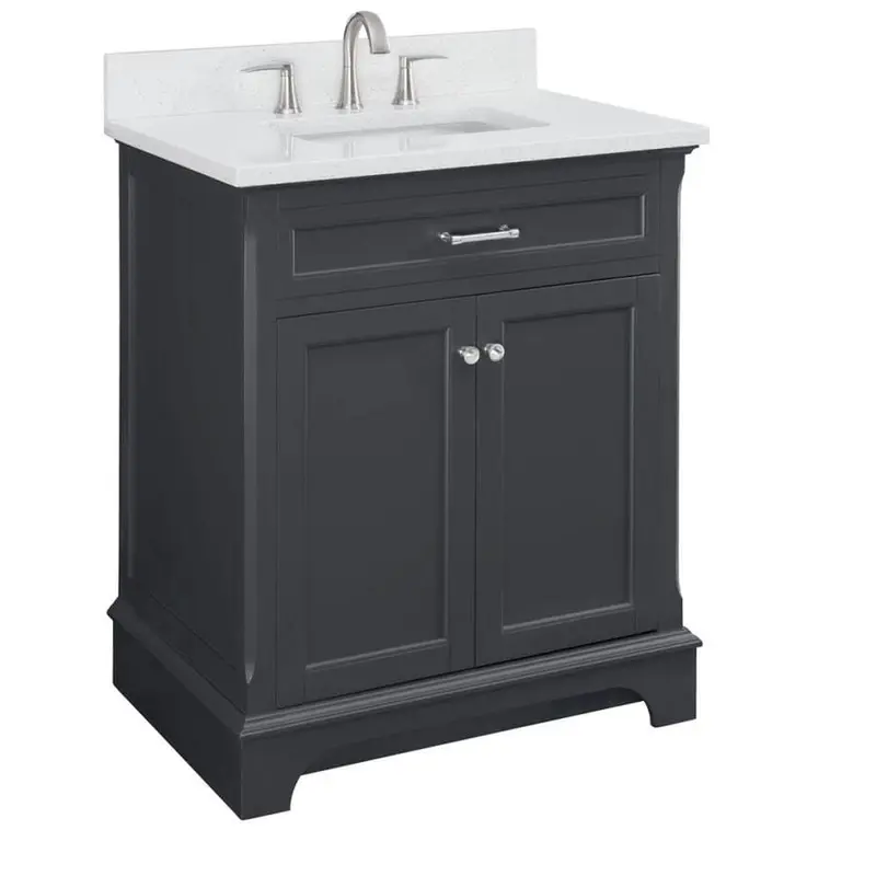 allen   roth Roveland 30-in Dark Gray Single Sink Bathroom Vanity with Terrazzo Engineered Stone Top