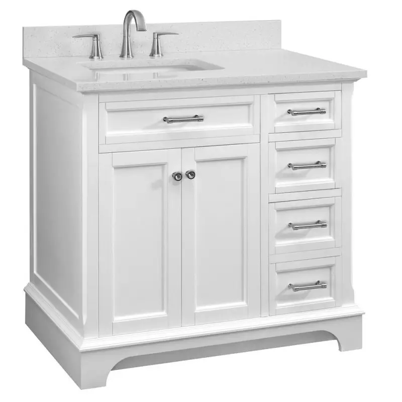 allen   roth Roveland 36-in White Single Sink Bathroom Vanity with Terrazzo Engineered Stone Top