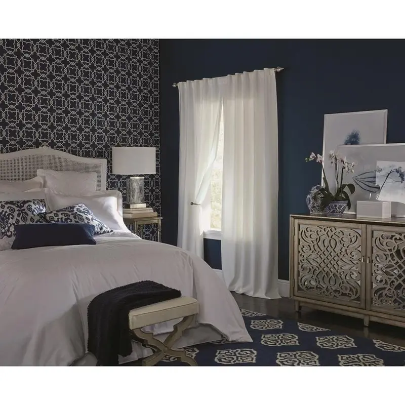 allen   roth Warwick 95-in Ivory Polyester Room Darkening Thermal Lined Single Curtain Panel