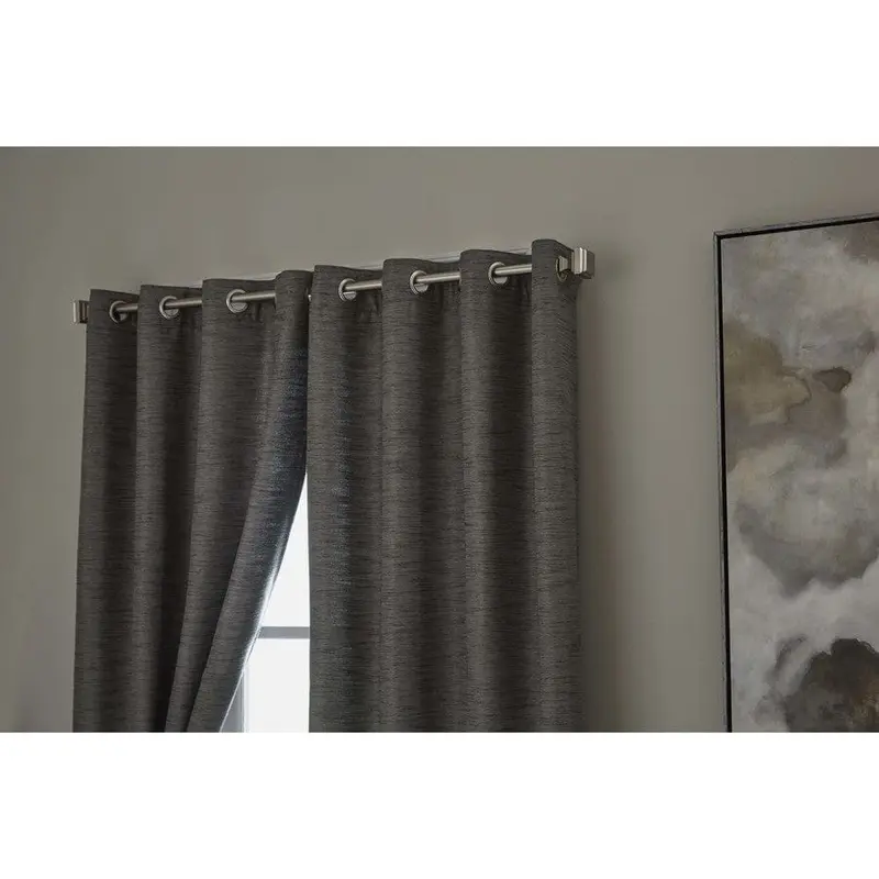 allen   roth Yaman 84-in Charcoal Polyester Room Darkening Thermal Lined Single Curtain Panel
